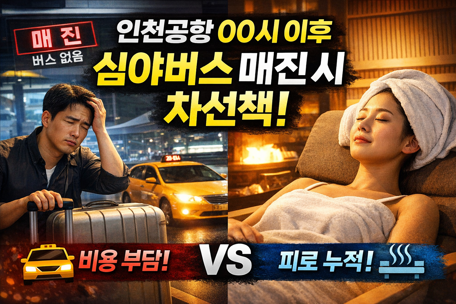 인천공항 00시 이후 심야버스 매진됐을 때, 진짜 현실적인 차선책 4가지 (심야 택시 vs 사우나 비교)