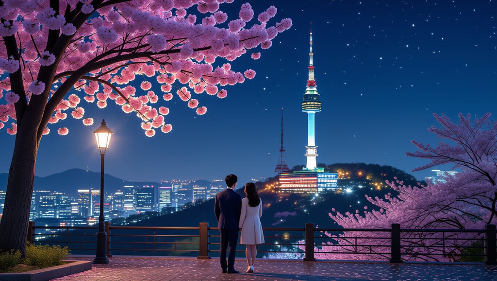 🌃 N서울타워 야경과 밤 벚꽃 즐기기