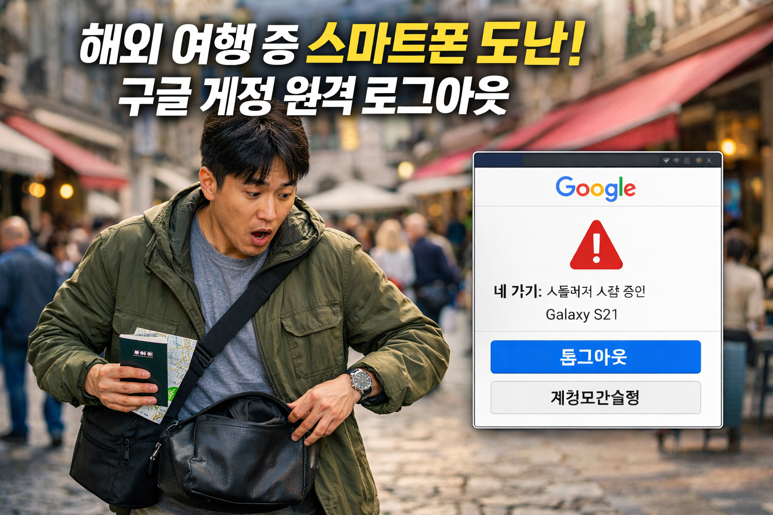 해외 여행 중 스마트폰 소매치기 당했을 때, 구글 계정 원격 로그아웃 7단계 완전정리