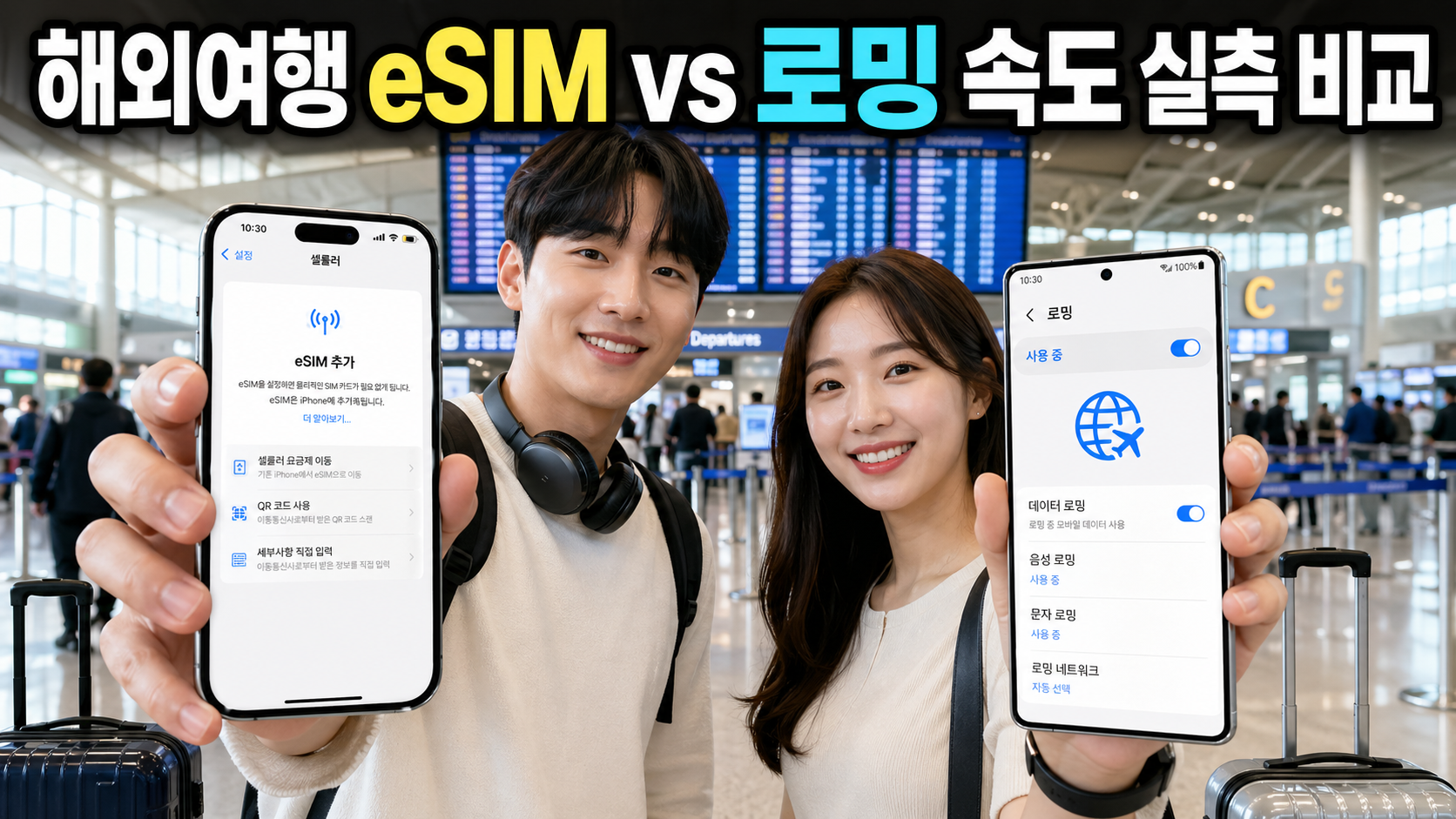 해외여행 eSIM vs 로밍 속도 실측 비교 7가지: 아이폰·갤럭시별 어떤 선택이 더 빠를까?