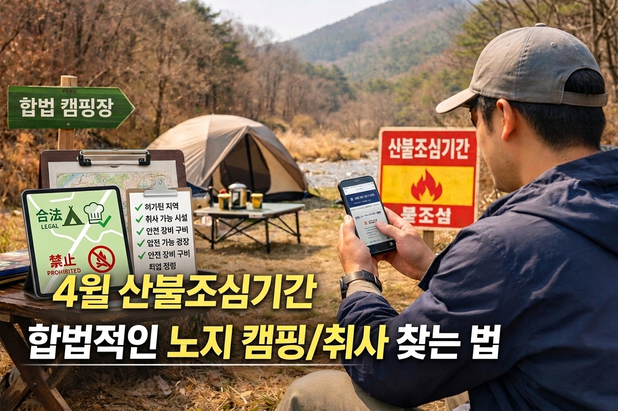 4월 산불 조심 기간에도 가능할까? ‘취사 가능한’ 합법 노지 캠핑장 찾는 국가법령정보 사용법 5단계