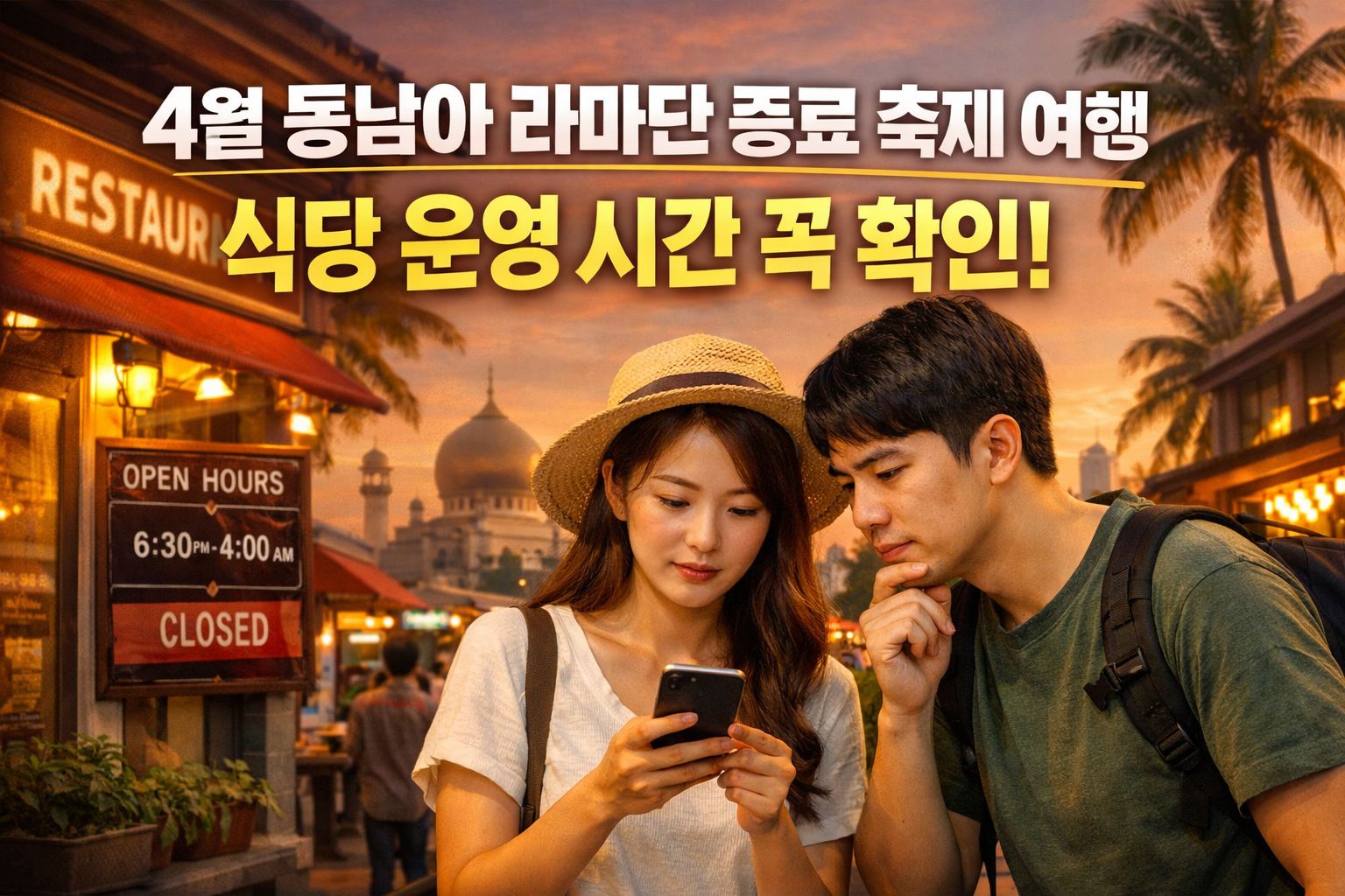 4월 동남아 라마단 종료 축제 여행 전 필수 체크 7가지! 식당 운영 시간 제대로 아는 법